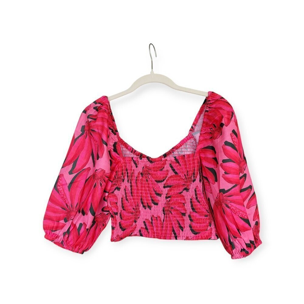 Nordstrom HT360 Collective Banana Print Puff Sleeve Top Size M NWOT - Picture 3 of 8